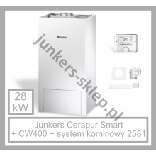 PAKIET JUNKERS-  Cerapur SMART (ZWB 28-5C) - Dwufunkcyjny  +  z CW400  +  system kominowy 2581